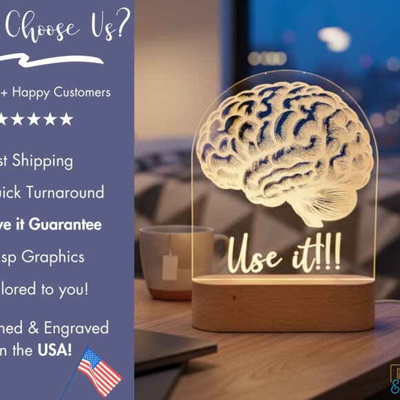 Brain Night Light – Personalized Gift for Neuroscience Enthusiasts - Picture 4 of 8